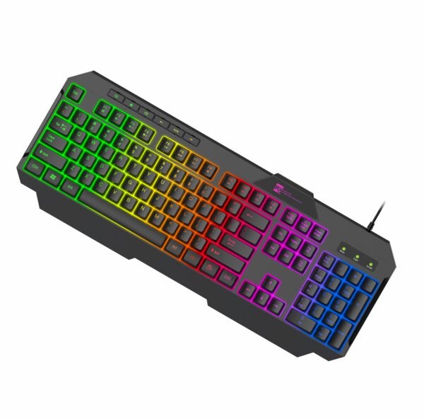 Teclado Gaming R8 1824 Breathe Glow Multimedia USB Luz LED/ Inglés