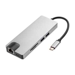 HUB 8 EN 1 TIPO C, 2 USB, RJ45 , VGA HDMI , SD, MICRO SD